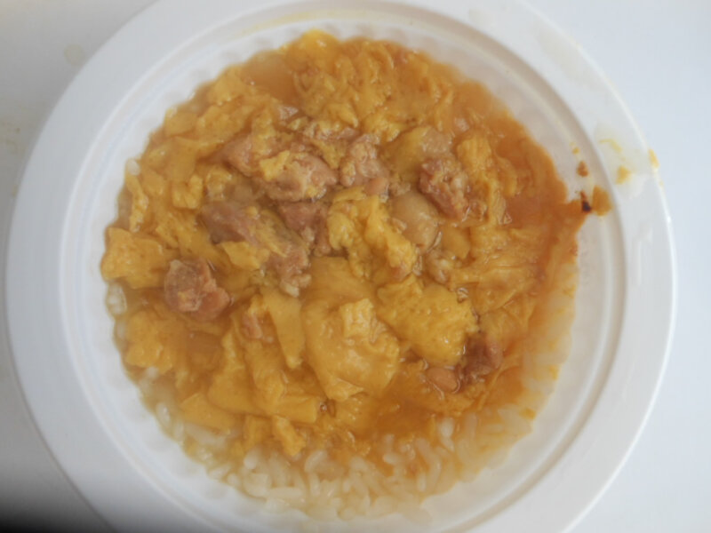 「レンジで簡単！丸美屋親子丼」出来上がり