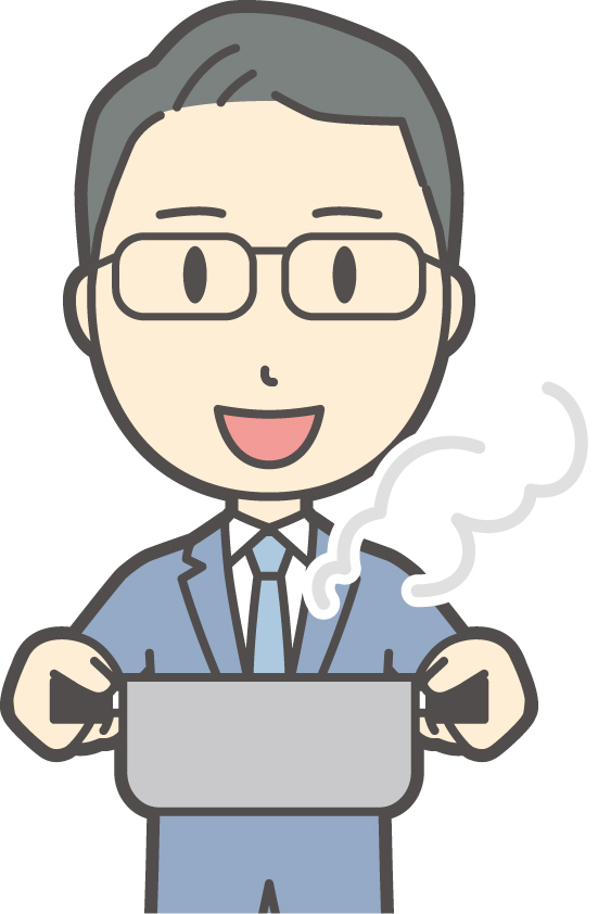 スープのにおいをかいで喜ぶ高齢者