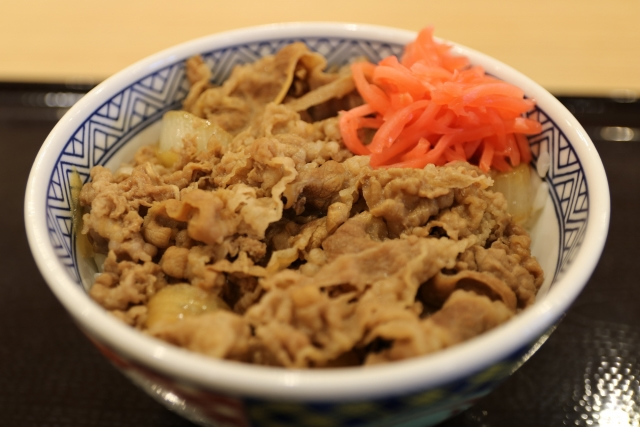 牛丼についた紅ショウガ