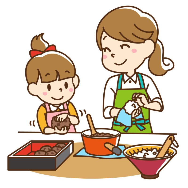 子供とおはぎづくり