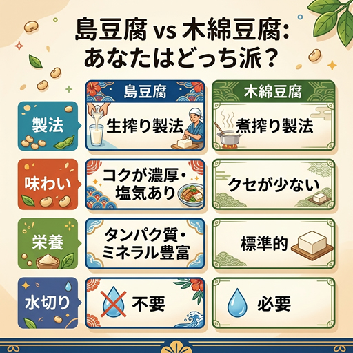 島豆腐と木綿豆腐の違い【比較表】
